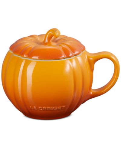 Le Creuset керамическая кружка в форме тыквы с крышкой, 14 oz.