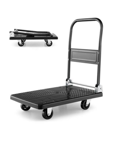 Costway Складная тележка-платформа 28'' x 19'' x 32'' с поворотными колесами 360 градусов, грузоподъемность 440LBS