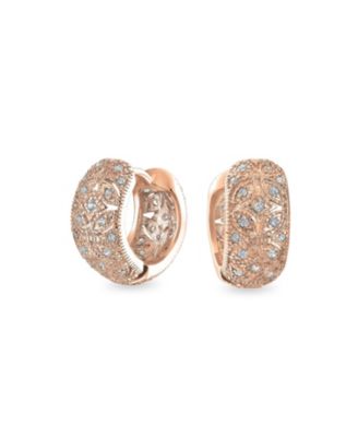 Bling Jewelry Серьги-кольца с цветочными акцентами CZ Gold Plated