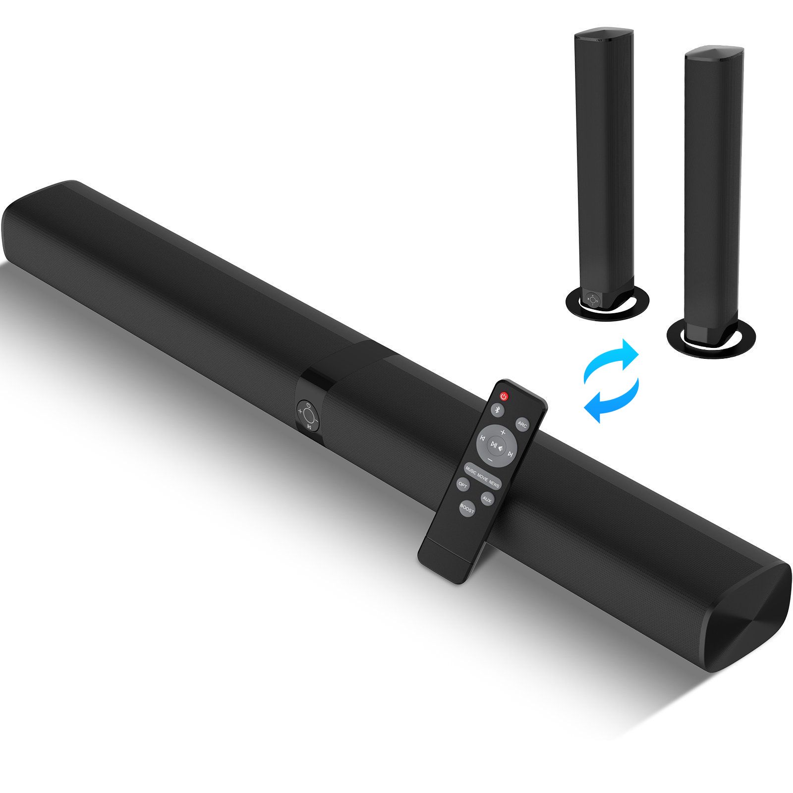 Cowin KY8000 Bluetooth 2-in-1 Separable Soundbar 32 in.