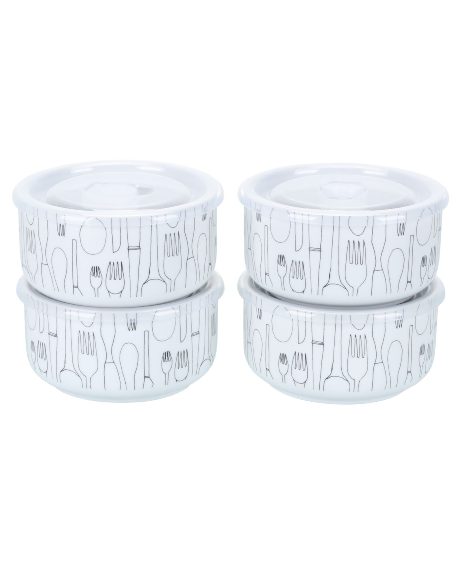 BIA Cordon Bleu Porcelain 30 oz. Cutlery Storage Jars with Lids, Set of 4