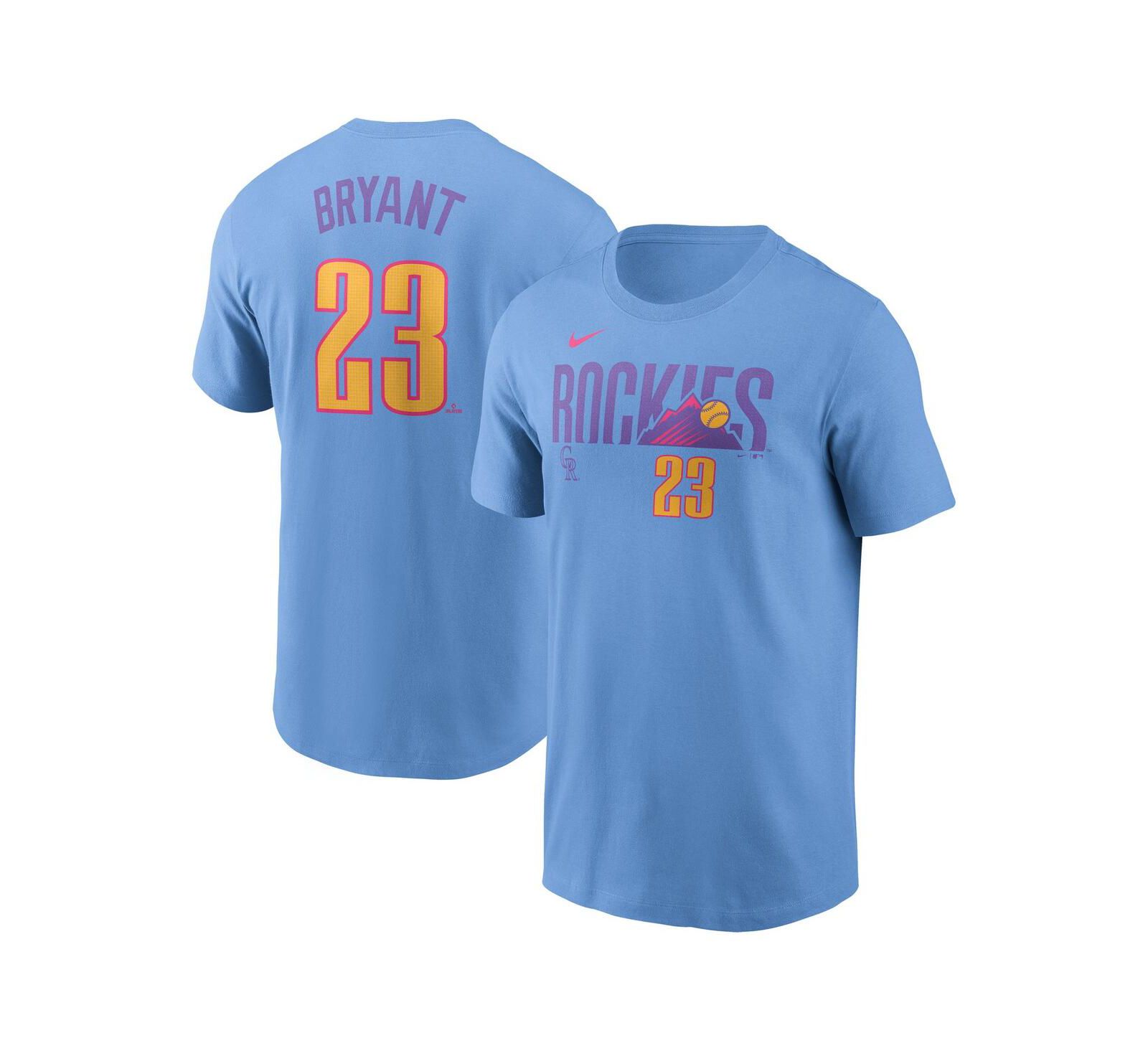 Мужская футболка Nike Kris Bryant Light Blue Colorado Rockies 2025 City Connect Fuse Name & Number