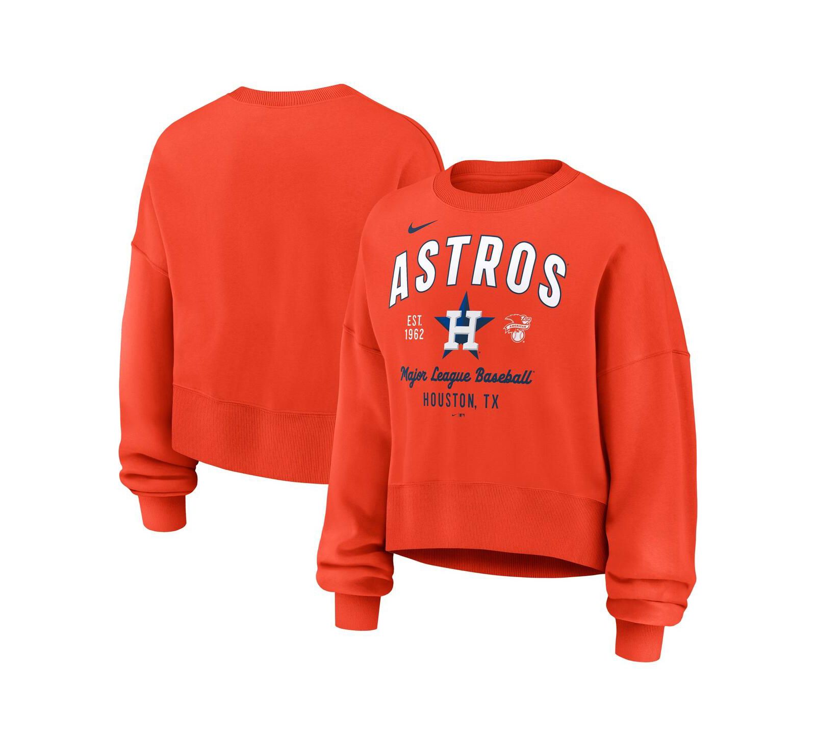 Nike Women's Orange Houston Astros Oversized High Hip Pullover Sweatshirt
