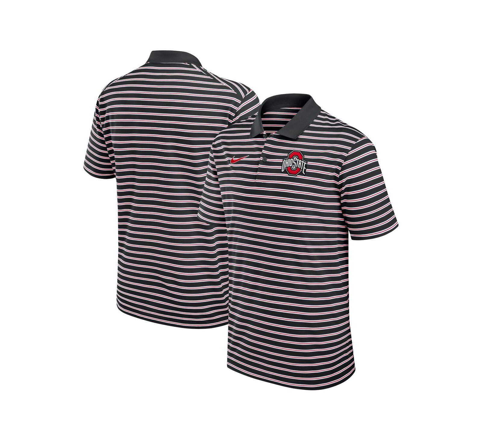 Nike Men's Black/White Ohio State Buckeyes Primetime Victory Striped Performance Polo