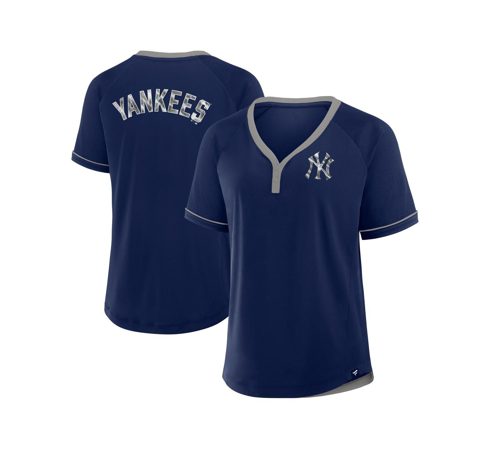 Женская футболка Fanatics New York Yankees League Diva Star Raglan V-Neck темно-синяя
