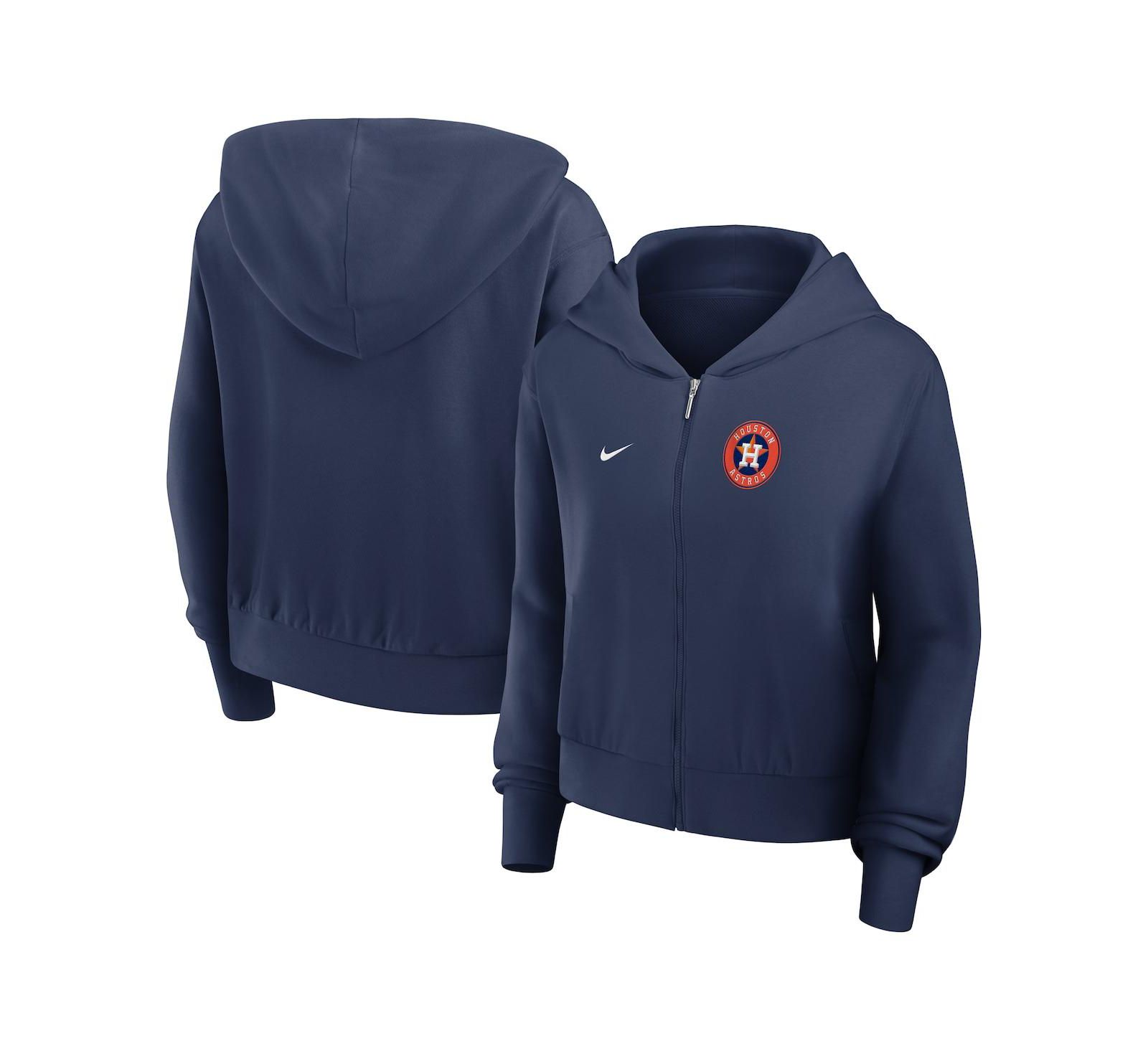 Nike Women's Navy Houston Astros Cropped Chill Full-Zip Hooded Jacket