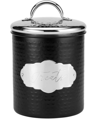 Металлическая банка для лакомств Amici Pet Cavalier 40 oz. черная с серебристой крышкой
