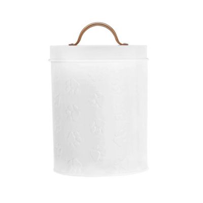 Контейнер для корма Amici Pet Puppy Paws из белого металла, 64 oz герметичный с крышкой и металлической ручкой