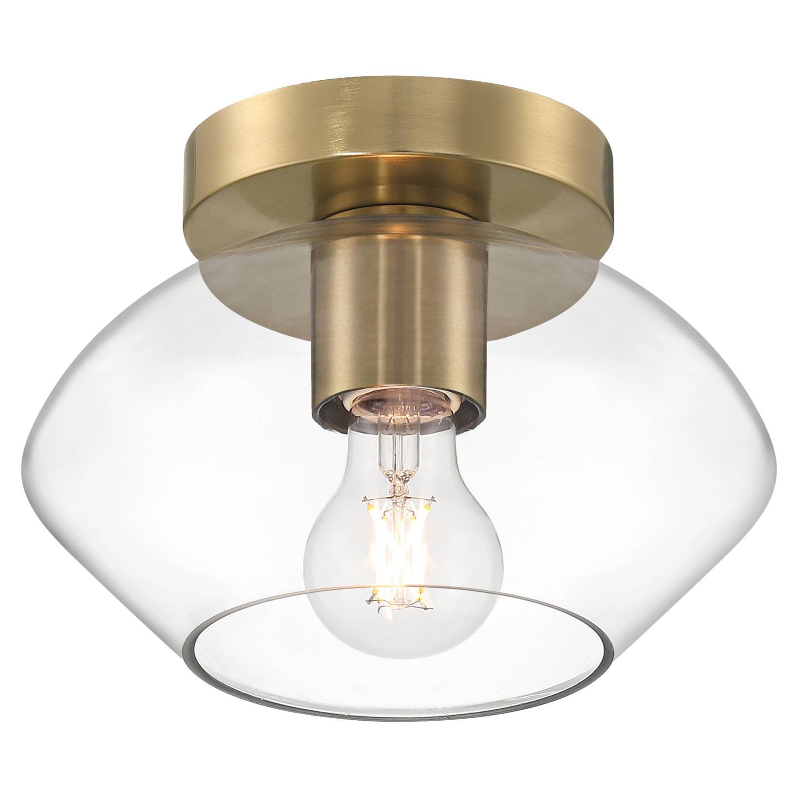Possini Euro Design Gustin современный потолочный светильник полупотолочный латунь прозрачное стекло для спальни кухни гостиной