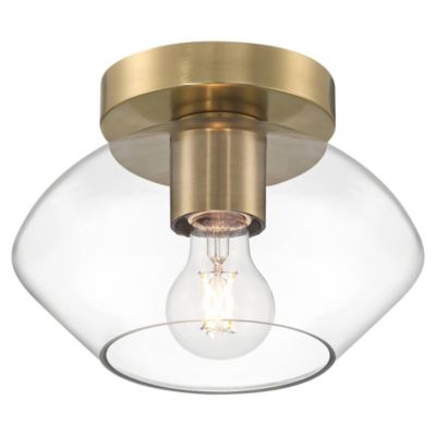 Possini Euro Design Gustin современный потолочный светильник полупотолочный латунь прозрачное стекло для спальни кухни гостиной
