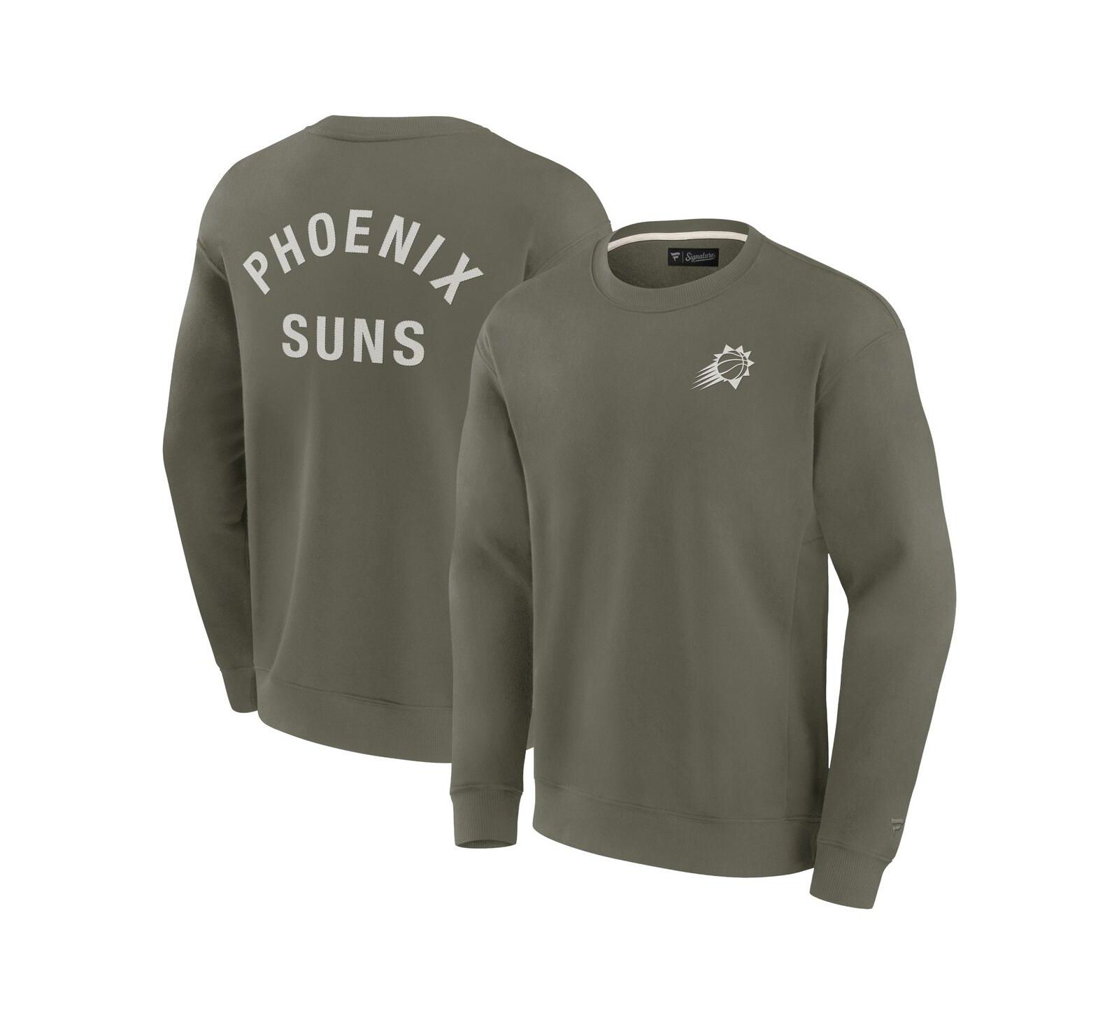 Свитшот Fanatics Signature Men’s and Women’s Olive Phoenix Suns Super Soft Pullover Crew Sweatshirt