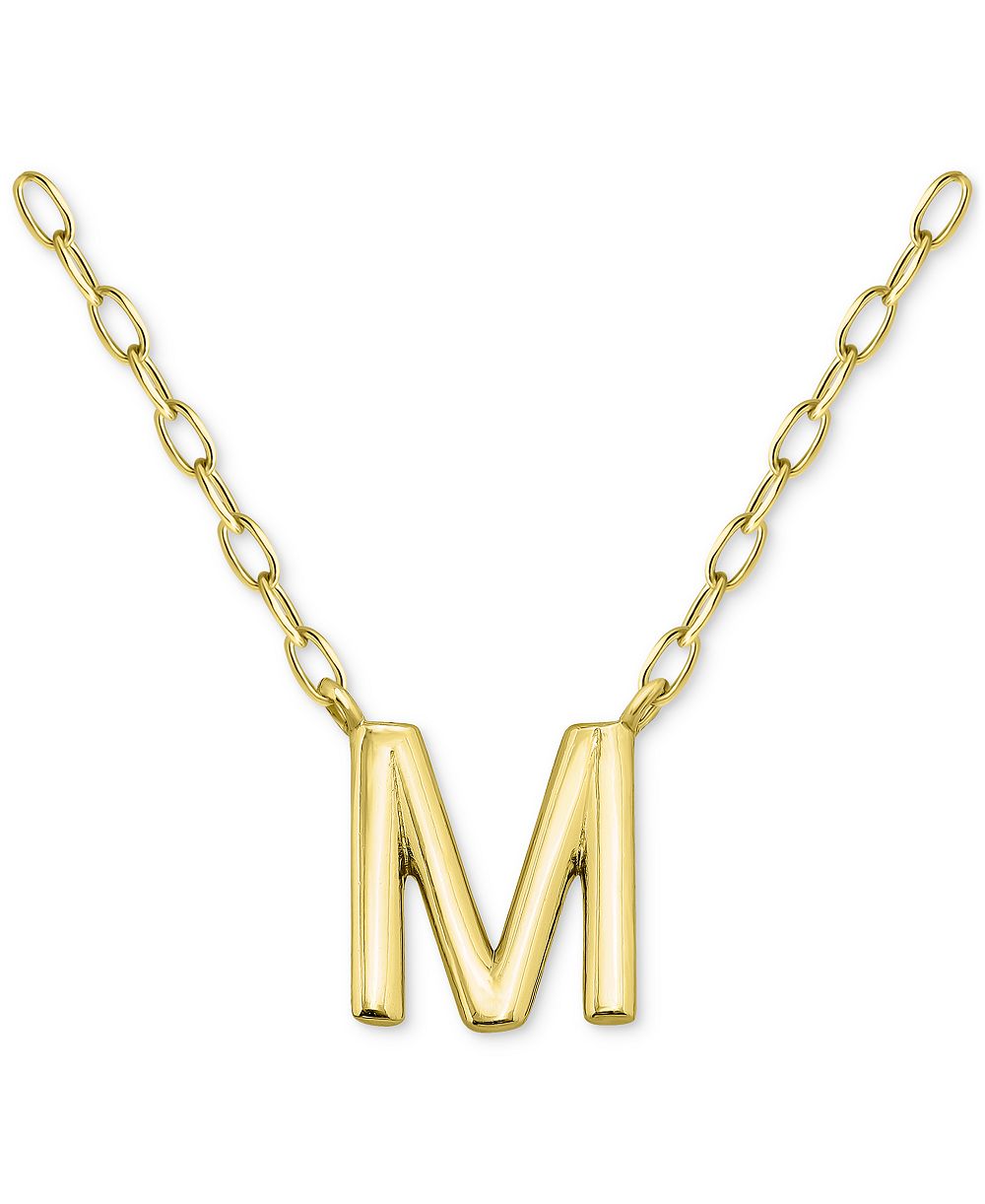 Giani Bernini подвеска-кулон Initial M из стерлингового серебра с напылением 18k Gold-Plated, 16" + 2" extender