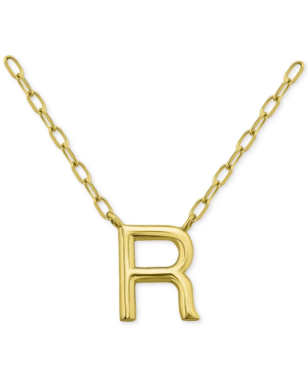 Подвеска Giani Bernini Initial R с кулоном из стерлингового серебра с напылением 18k Gold, 16" + 2" удлинитель