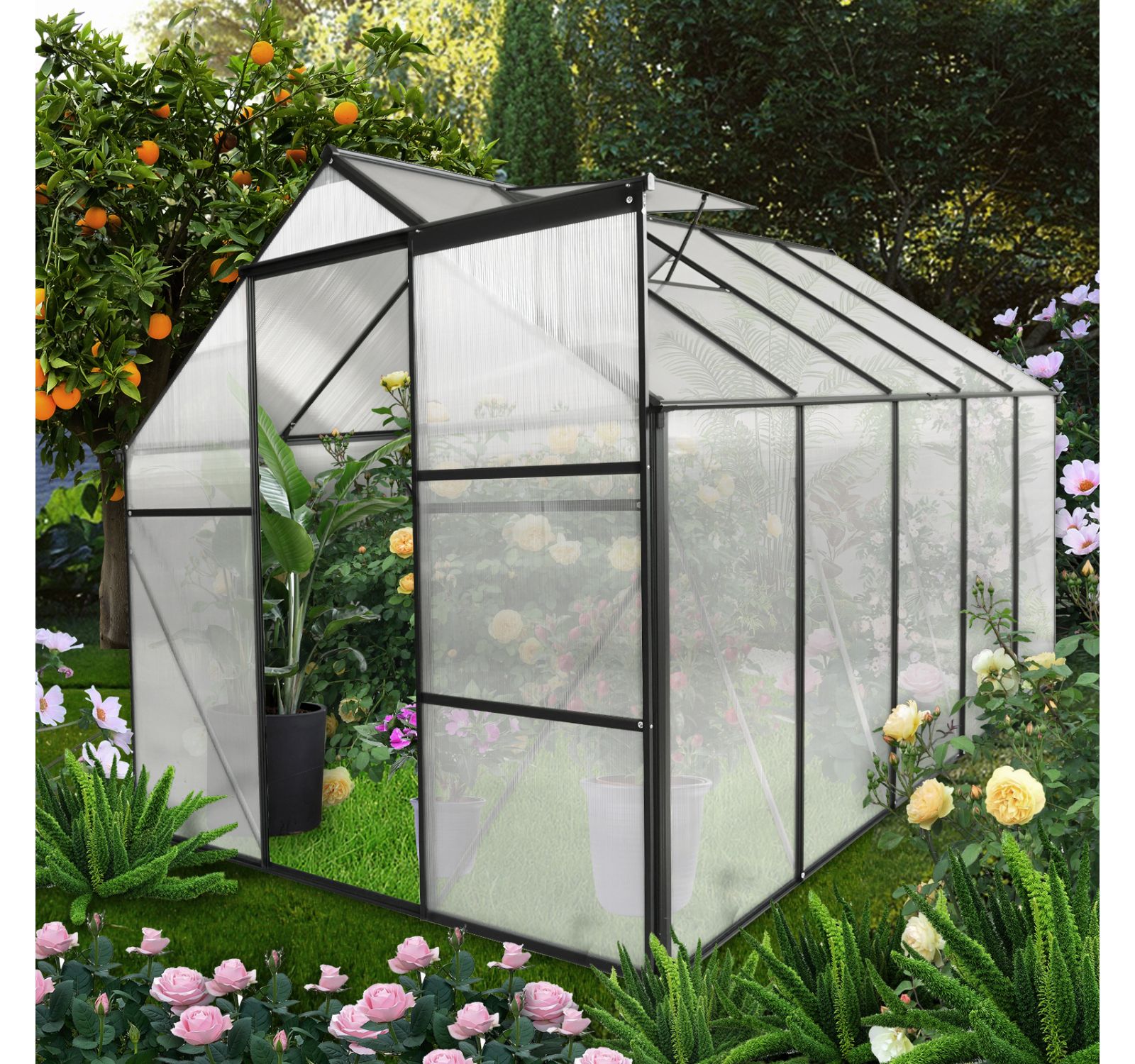 Streamdale Furniture Durable 6x10 Ft Polycarbonate Greenhouse