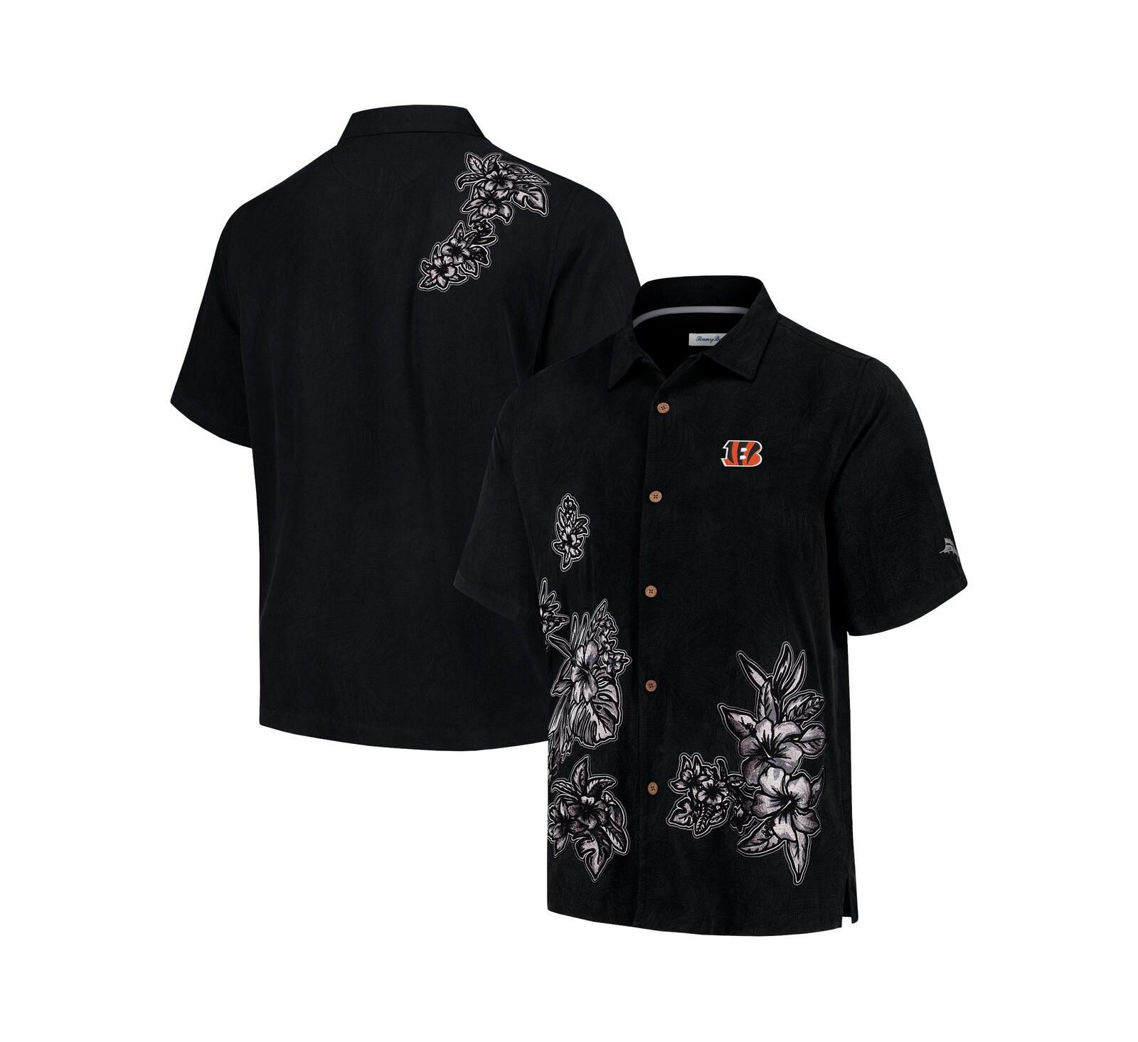 Мужская рубашка Tommy Bahama Black Cincinnati Bengals Hibiscus Camp Button-Up
