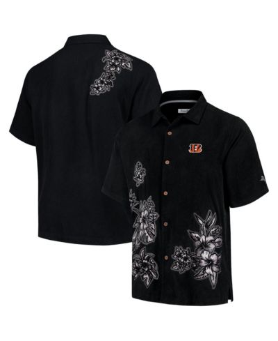 Мужская рубашка Tommy Bahama Black Cincinnati Bengals Hibiscus Camp Button-Up
