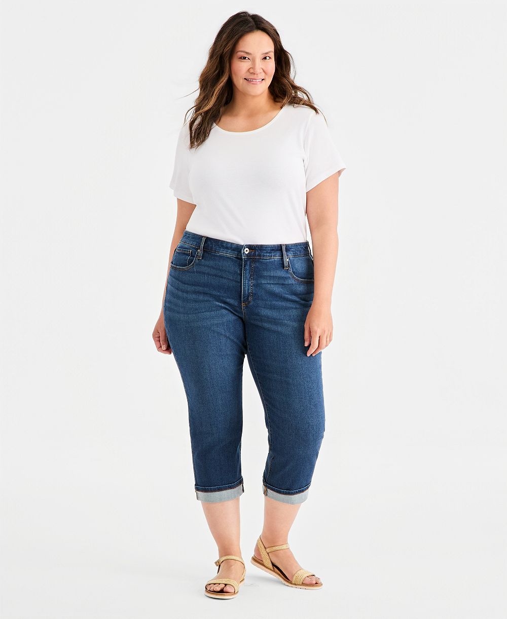 Джинсы Style & Co Plus Size Mid-Rise Curvy Capri