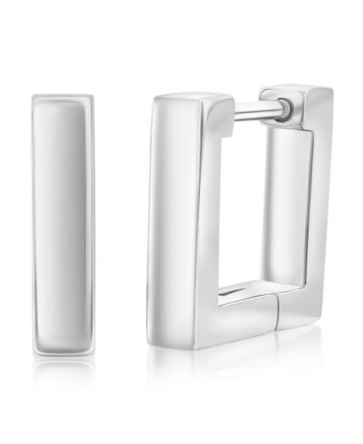 Metallo Stainless Steel, Gold Plated or Black Pated Over Stainless Steel 12mm Square Huggie Earrings