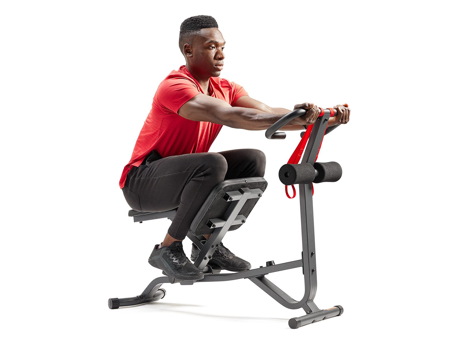 Sunny Health & Fitness Stretch Training Machine with Multi-Grip Handles & Self-Leveling Pedals, 265 Weight Capacity