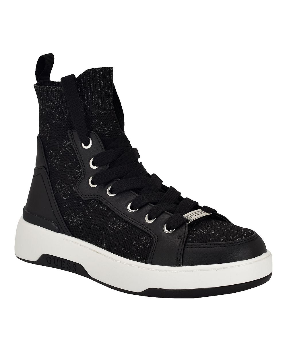 GUESS Women's Mannen Knit Hi-Top Lace-Up Fashion Sneakers
