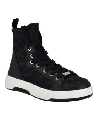 GUESS Women's Mannen Knit Hi-Top Lace-Up Fashion Sneakers