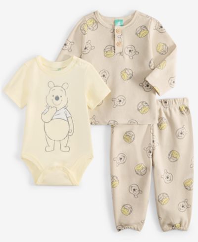Комплект Disney Baby Boys Winnie-the-Pooh Bodysuit, Thermal Henley Top & Thermal Pants, 3 Piece Set