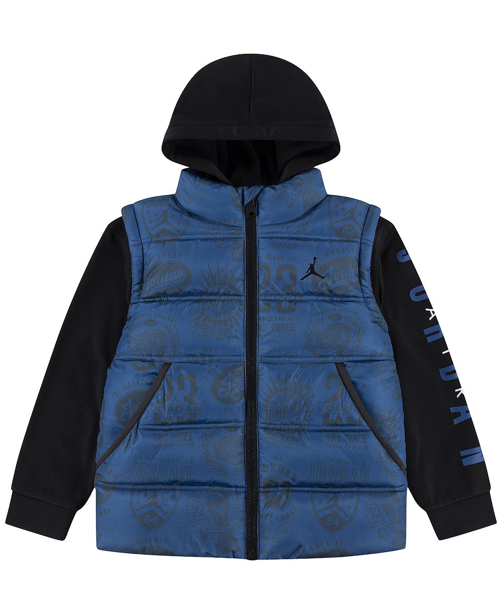 Jordan Boys' 2T-7 Layered-Look Long-Sleeve Hooded Jacket