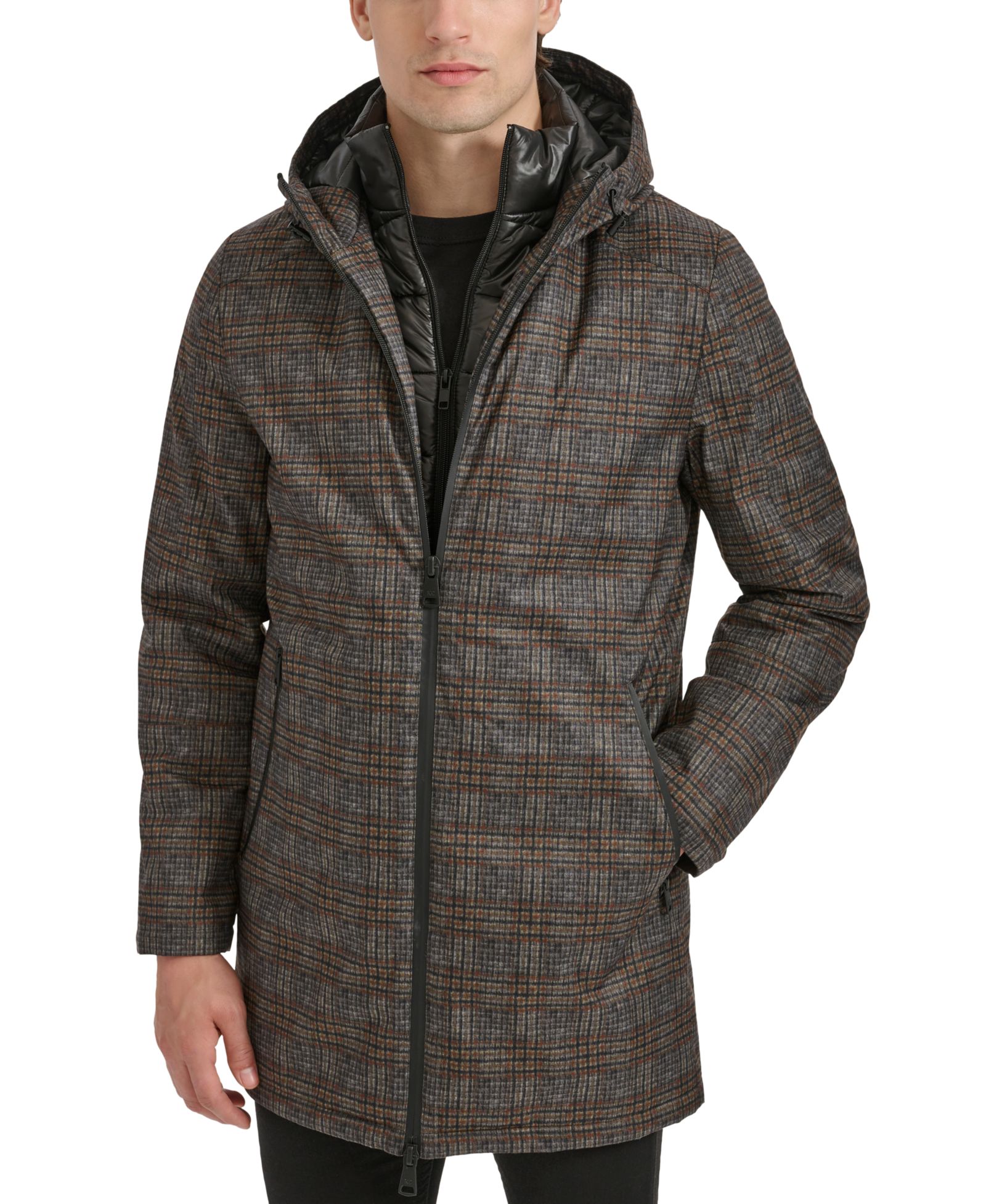 Мужская водонепроницаемая куртка Kenneth Cole Hooded Stadium Coat с съемным подкладом
