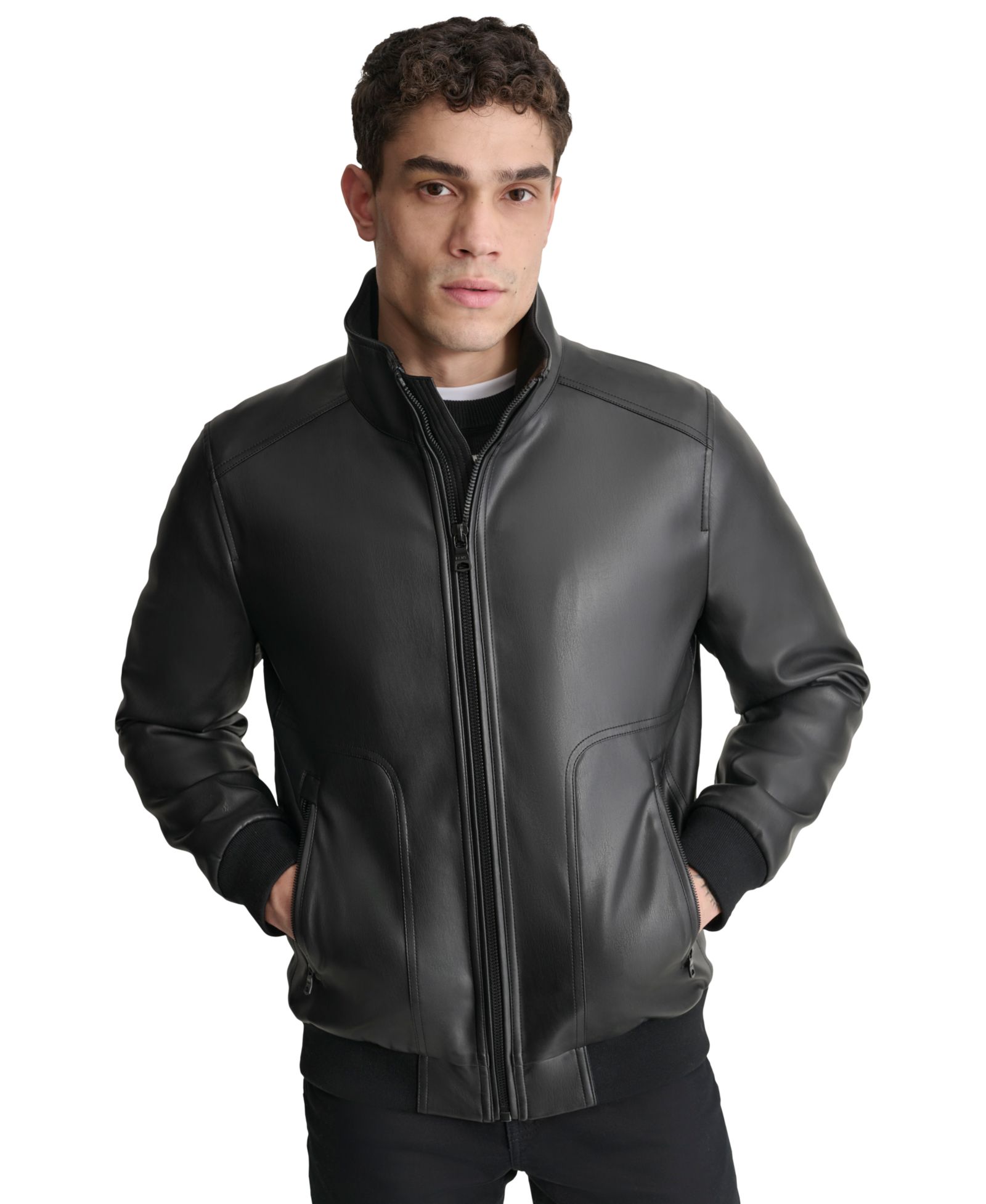 Мужская бомбер-куртка DKNY Smooth Faux-Leather