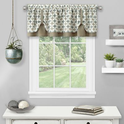 Современная геометрическая занавеска на окно Kate Aurora Modern Geometric Button Tuck Rod Pocket Window Valance