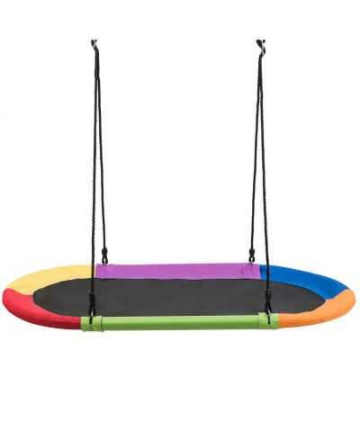 Slickblue Kids Heavy-Duty Saucer Swing Set for Backyard with Adjustable Height