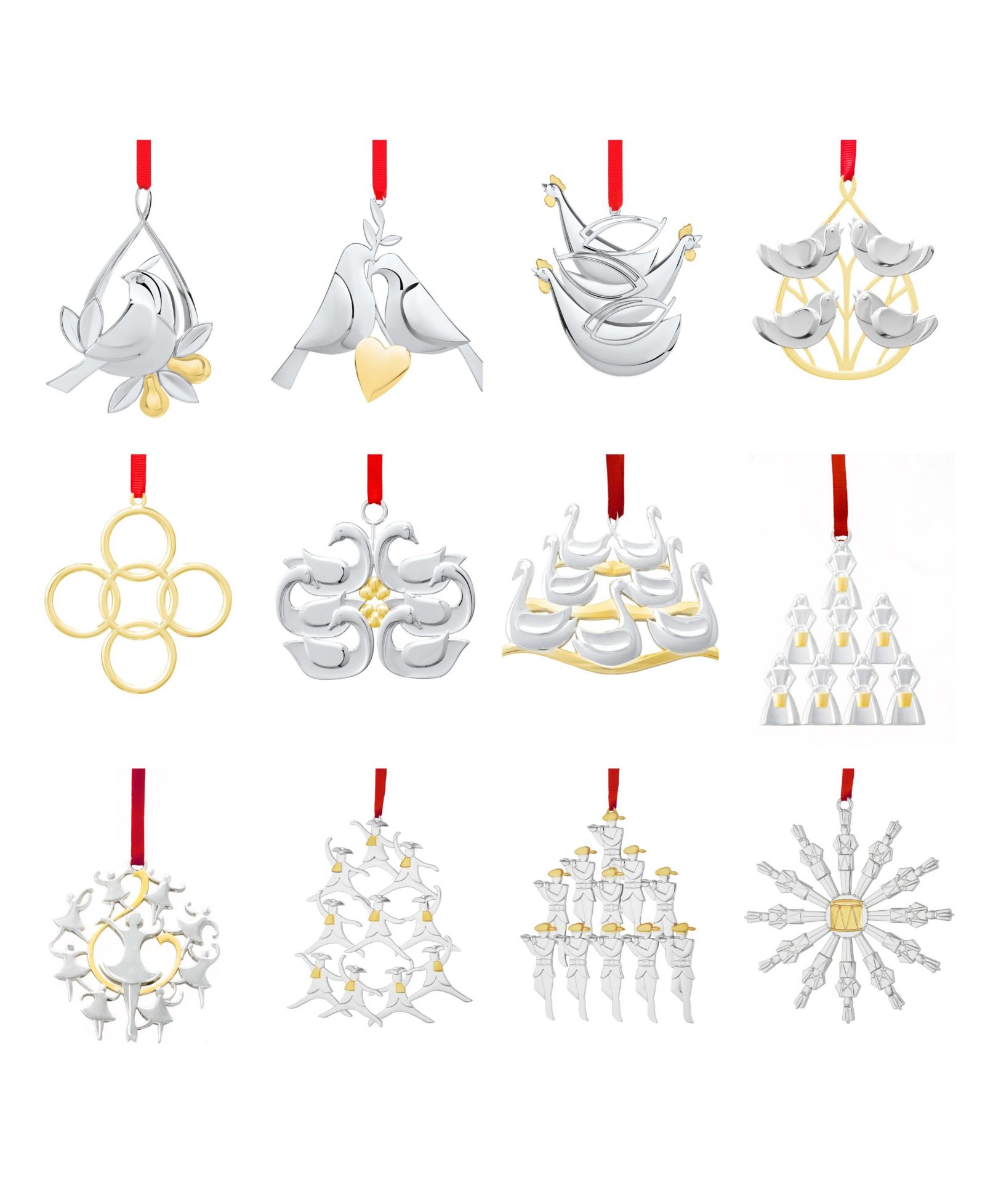 Nambé 12 Days of Christmas Ornaments Set