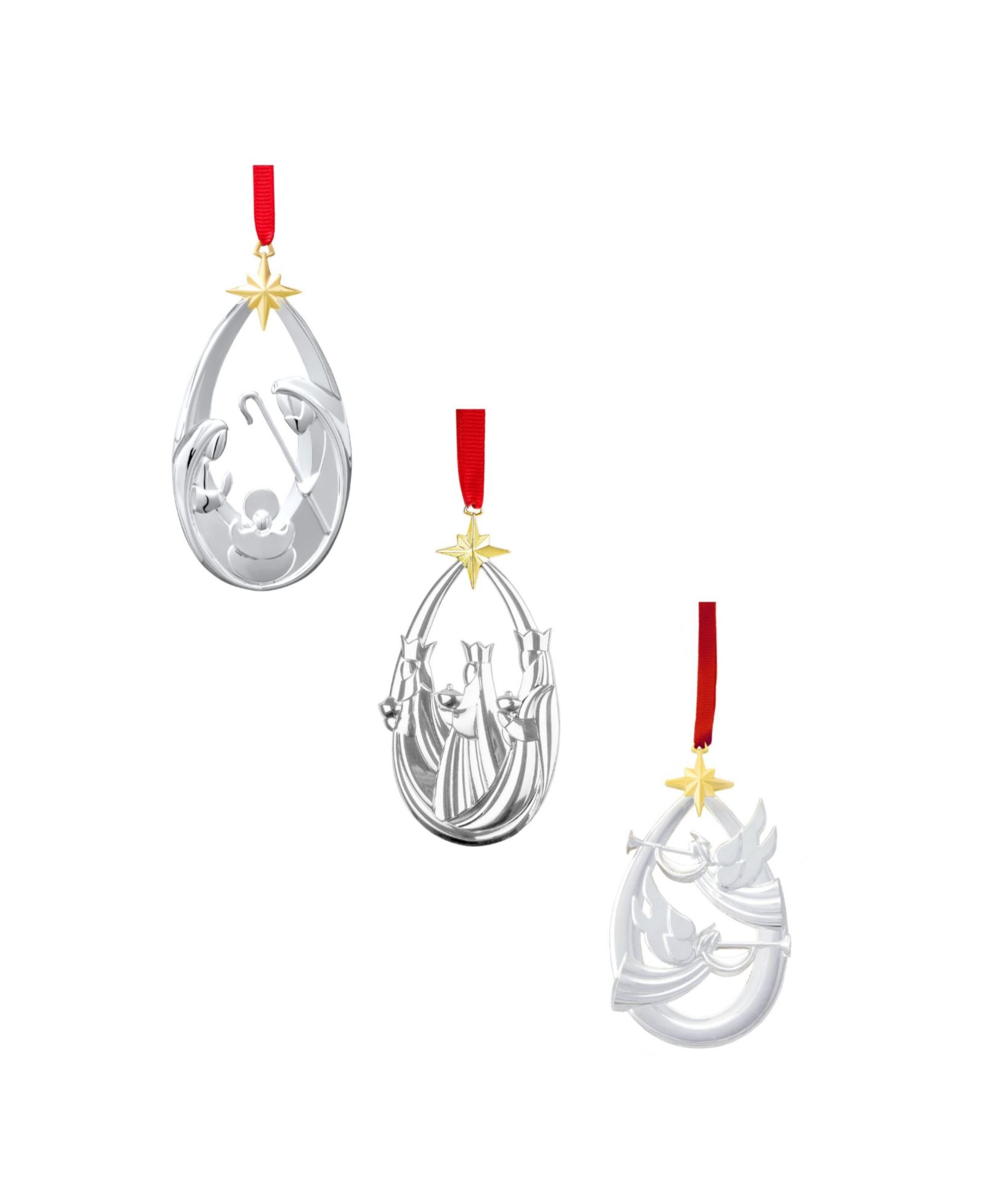 Nambé Nativity Ornament Trio