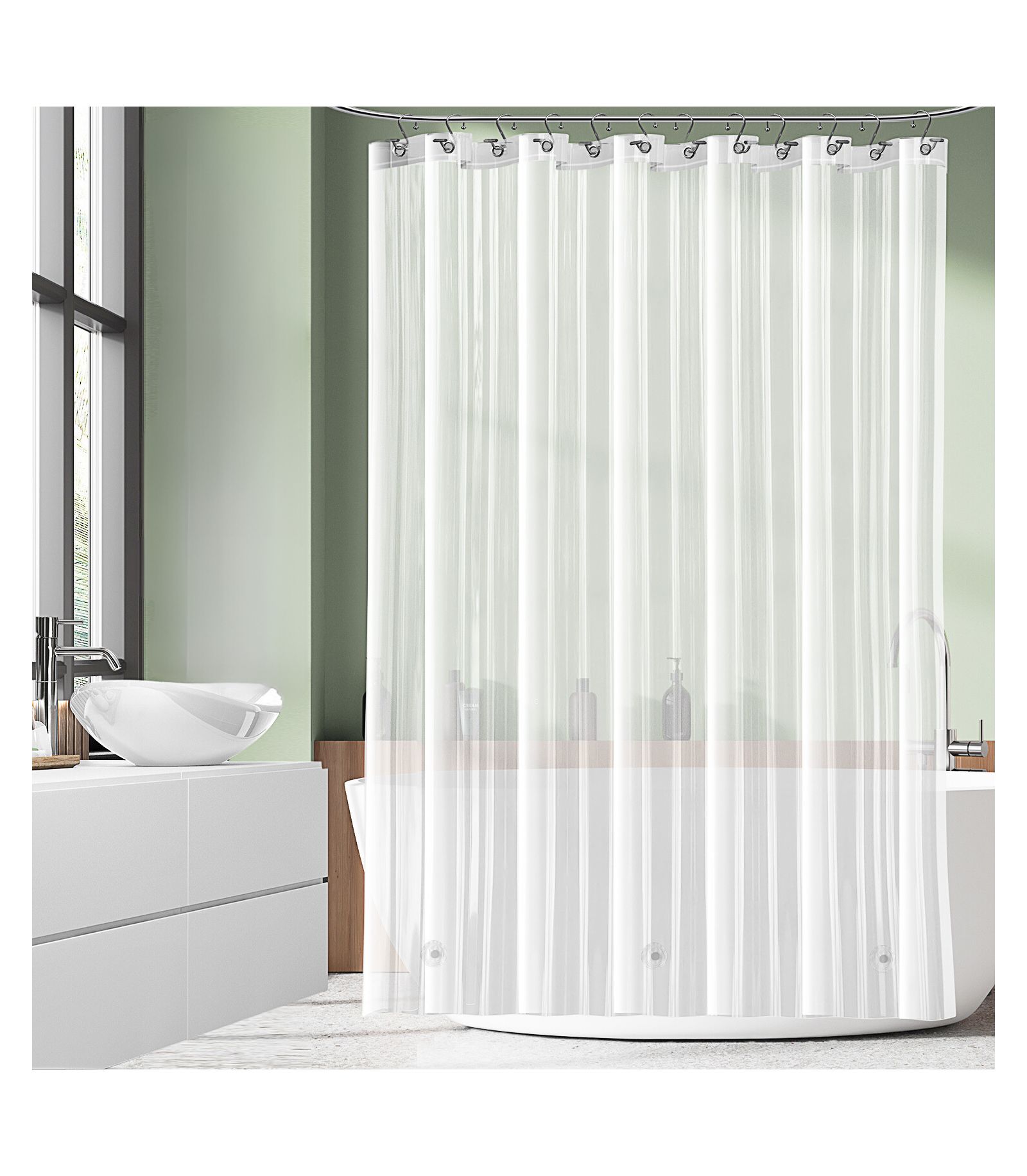 Clara Clark Heavy Duty 5G Thick, Soap & Scum Resistant Shower Curtain Liner, 72” L x 72” W
