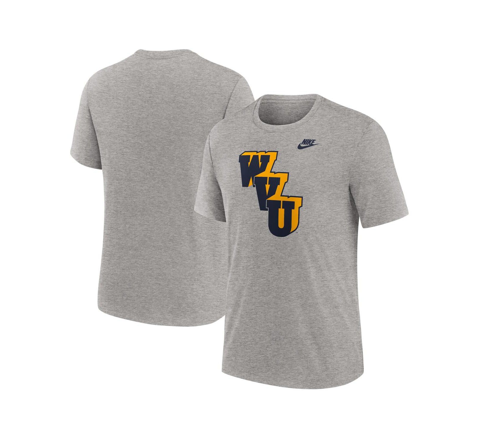 Nike Мужская футболка West Virginia Mountaineers Blitz Evergreen Legacy Primary Tri-Blend, цвет Heather Gray