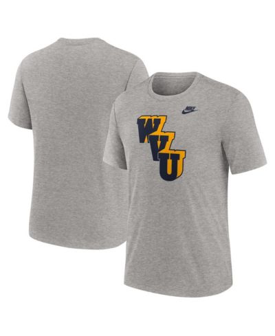 Nike Мужская футболка West Virginia Mountaineers Blitz Evergreen Legacy Primary Tri-Blend, цвет Heather Gray