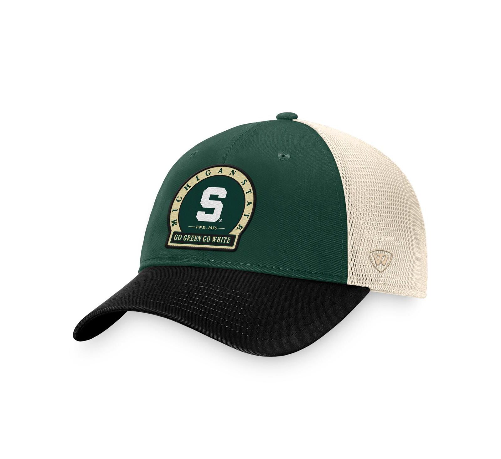 Мужская кепка Top of the World Green Michigan State Spartans Refined Trucker Adjustable