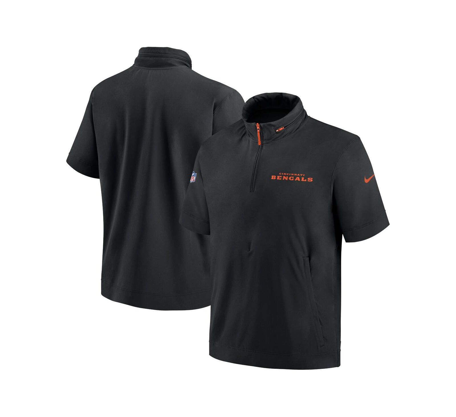 Худи Nike Men's Black Cincinnati Bengals 2024 Sideline Coach Short Sleeve Half-Zip