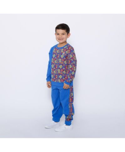 Mixed Up Clothing Boys Crewneck Sweatshirt and Jogger Pants Set - Blue Multicolor