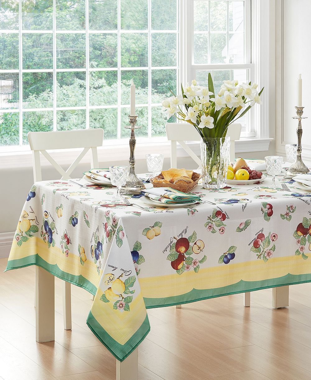 Скатерть Elrene French Garden Fleurence стойкая к пятнам и воде 60"x102" прямоугольная