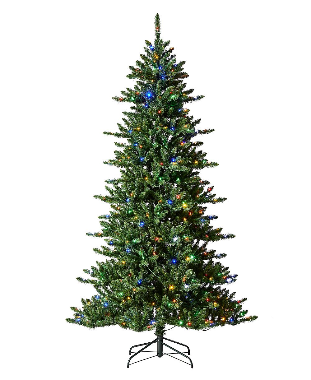 Рождественская елка Glitzhome 7.5ft Pre Lit Green Slim Fir с 400 LED, 9 Functional Warm White Multi color, remote controller