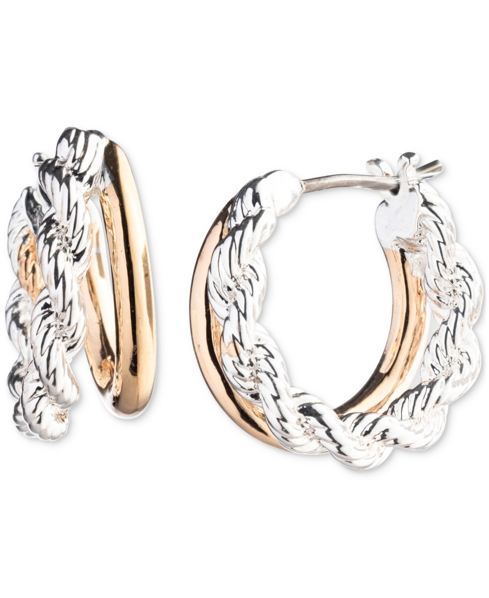 Lauren Ralph Lauren двухцветные серьги-кольца Rope & Solid Split-Hoop, 0.45"