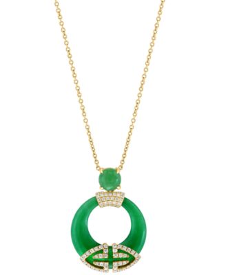 EFFY® Подвеска-кулон Open Circle с нефритом и бриллиантами (1/3 ct. t.w.) 18" из золота 14k