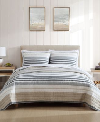 Nautica Dover Stripe Reversible 3 Piece Quilt Set, King
