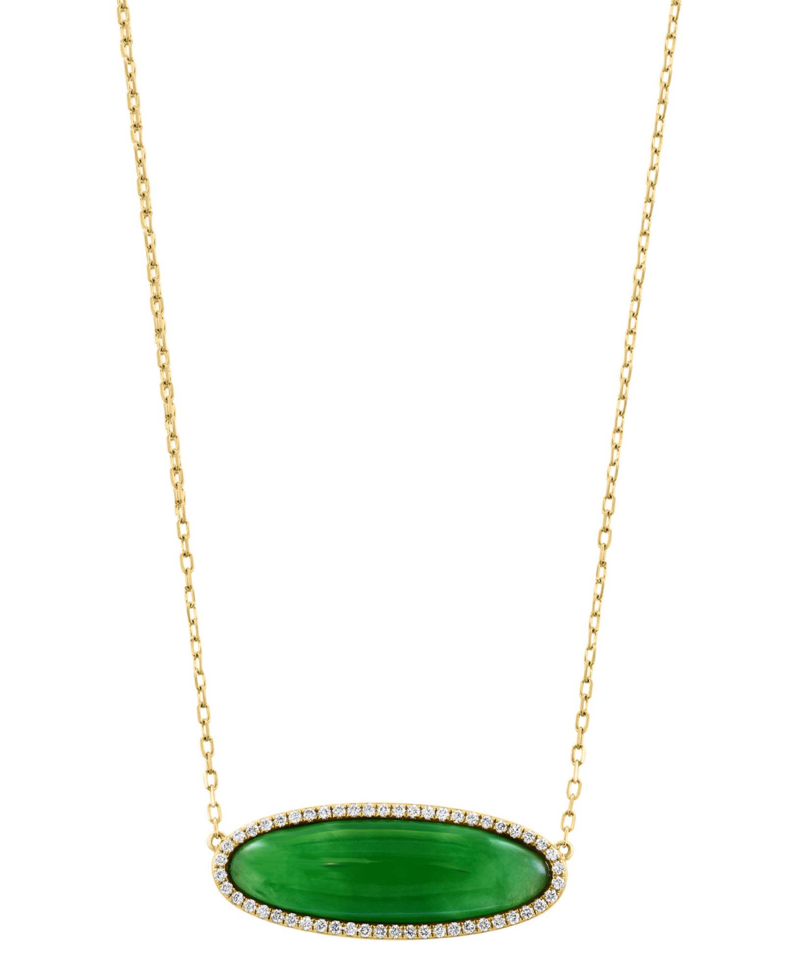 EFFY® Подвеска Oval с натуральным нефритом и бриллиантами (1/5 ct. t.w.), 14k Gold, 16" + 2" extender