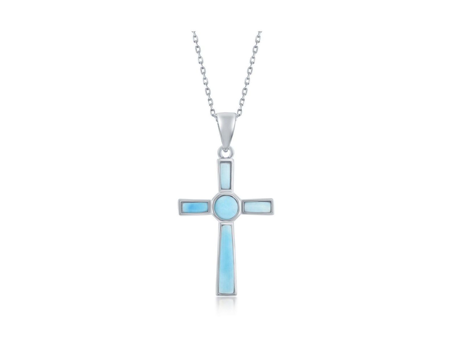 Caribbean Treasures Sterling Silver Larimar Cross Pendant