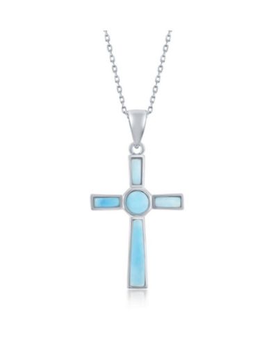 Caribbean Treasures Sterling Silver Larimar Cross Pendant
