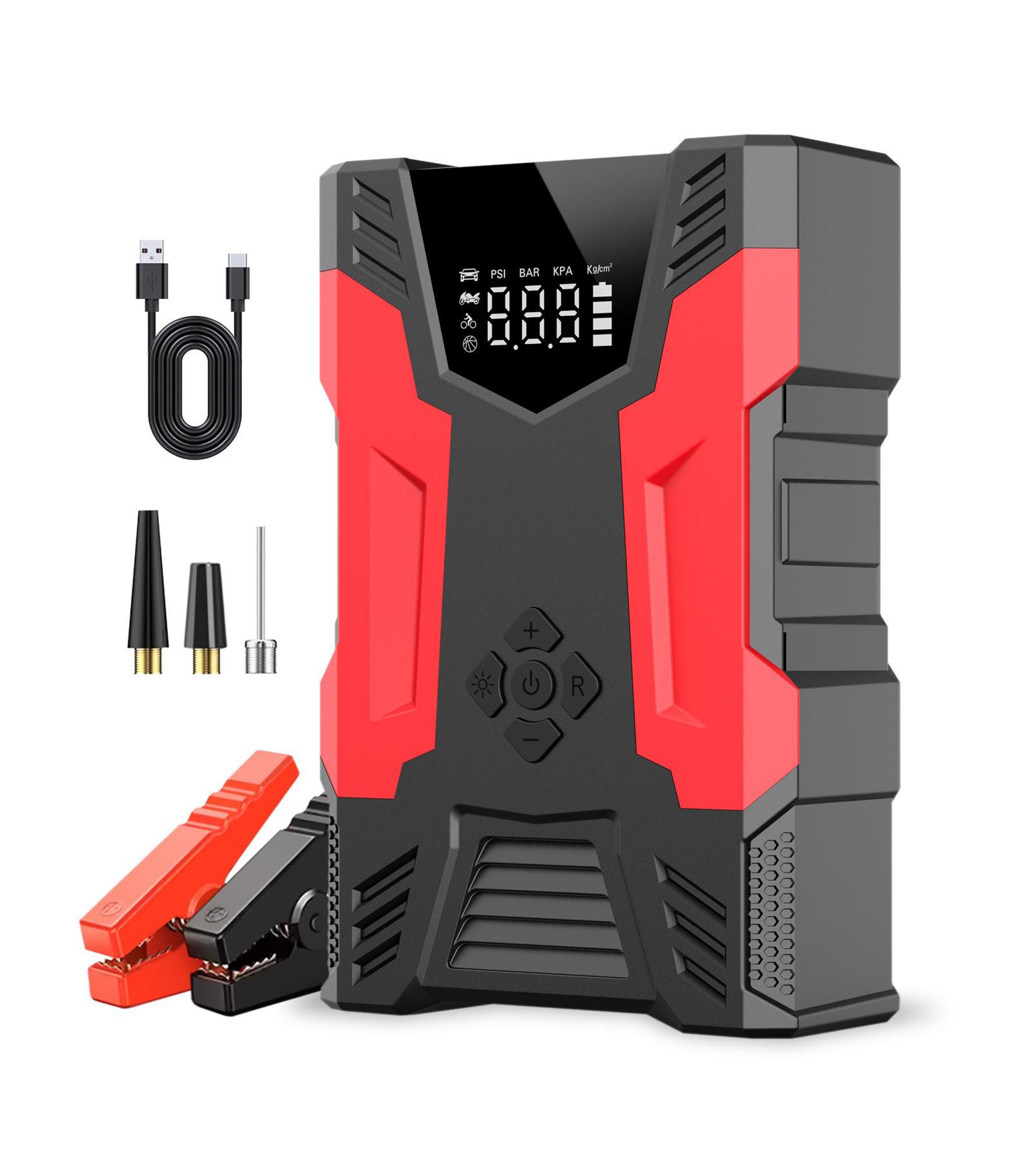 Автомобильный пусковое устройство и компрессор для шин Alpha Digital 150PSI: 3000A Peak- 7L Gas/5L Diesel