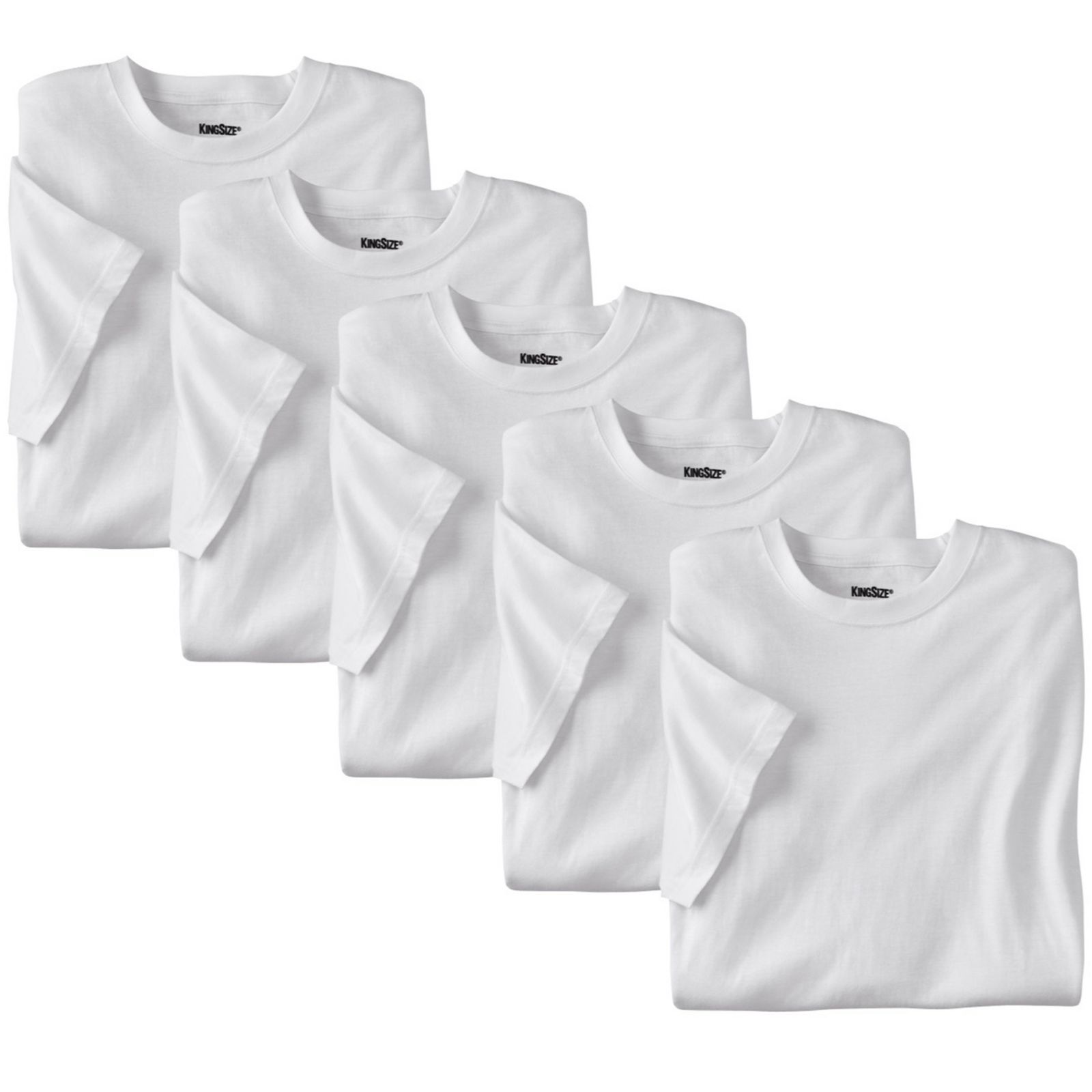 KingSize Men's 5-pack Cotton Crewneck Undershirts