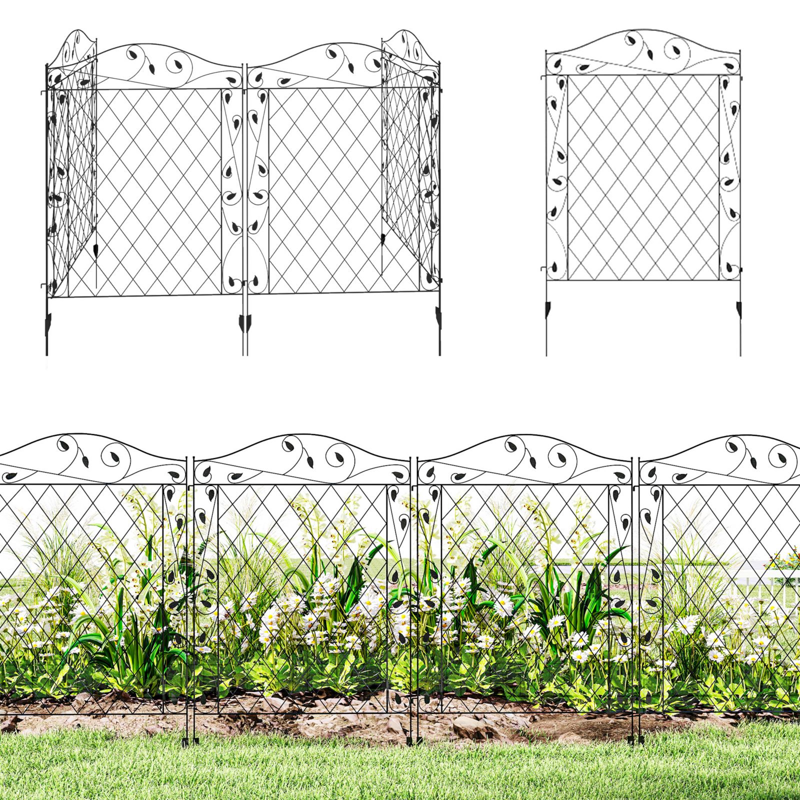 Садовое ограждение Outsunny Garden Border Edging Fencing 11.5' Round Vines Design, 4-Pack